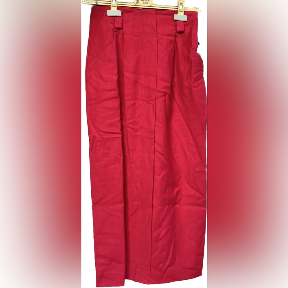 NWT vintage 100% wool red midi suit skirt